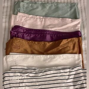 Set of 6 Slip silk pillowcases queen sized zip closure